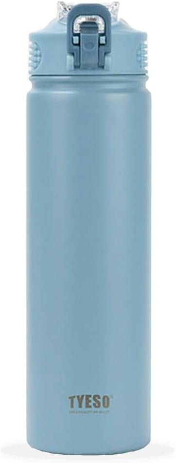 TYESO Water Bottle with Carrying Handle Lid | Insulated Stainless Steel Thermos | Travel Water Bottles for Gym & Sports | Leak Proof & BPA Free | All Day Collection | 25oz (Sky Blue)