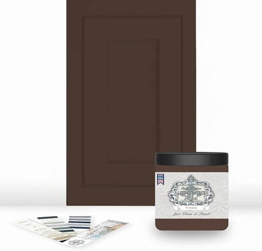 ALL-IN-ONE Paint, Durable cabinet and furniture paint. Built in primer and top coat, no sanding needed. Includes our 30 featured color card - Kisses, 8oz Sample