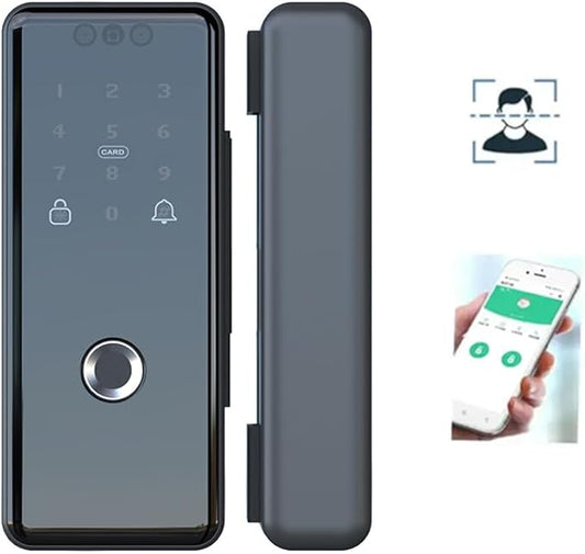 Smart Glass Door Lock WiFi 3D Face Recognition Biometric Fingerprint Digital Keypad Security Keyless Electronic Lock for Frameless Double Door Advanced Smart Lock Technology