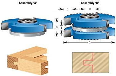 Amana Tool 3-Wing Tongue and Groove Reversible Stile and Rail Shaper Cutter, SC577, 2-13/32 x 3/4 x 1/2 and 3/4 Bore for 3/4 Inch Material