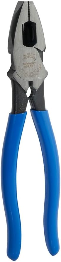 Klein Tools D2000-9NETH Lineman's Bolt-Thread Holding Pliers, Made in USA, High-Leverage Streamline Design with Rounded Nose and Knurled Jaw, 9-Inch