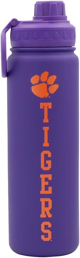 Clemson Tigers Water Bottle - Purple Double Walled Stainless Steel 24 oz Keeps Drinks Cold or Hot