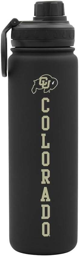 University of Colorado Water Bottle - Black Double Walled Stainless Steel 24 oz Keeps Drinks Cold or Hot