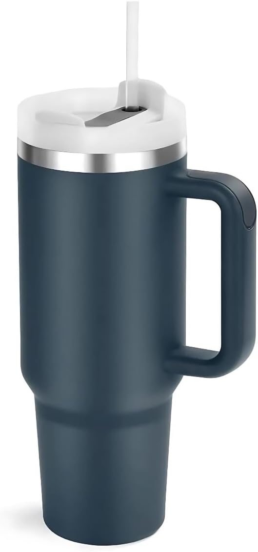 Generic Cup Inspired 40oz Insulated Water Tumbler with Handle & Straw - Vacuum Sealed Travel Mug for Hot & Cold Drinks, Ideal for Home & Office