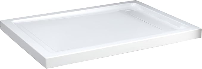 OVE Decors 48-in W x 32-in D Shower Base Pan Rectangle, Hidden Side Drain, White Acrylic, Reversible Design