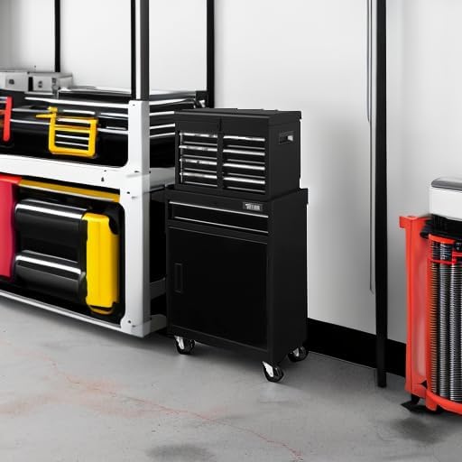 TUFFIOM 5-Drawer Rolling Tool Chest, Tool Storage Cabinet w/Drawers, Lockable Wheels, Detachable Top & Adjustable Shelf, Mechanic Tool Organizer Box for Garage, Workshop, Warehouse & Repair Shop