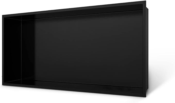 24x12 Matte Black Stainless Steel Modern Shower Niche Shelf, 1 Shelf, Wall-Mounted, Waterproof, No Tile Needed, Easy Installation, Bathroom Storage