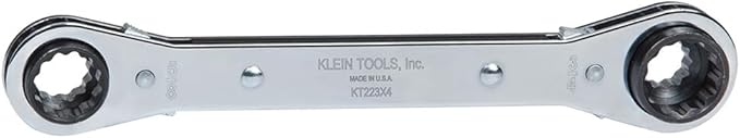 Klein Tools KT223X4 Lineman's Ratcheting 4-In-1 Box Wrench, Made in USA, 1/2-, 9/16-, 5/8-, and 3/4-Inch Sockets