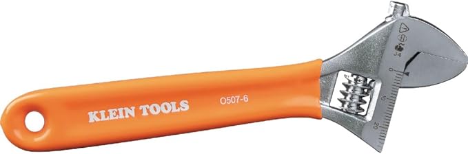 Klein Tools O5076 Adjustable Wrench, Precision Forged 1 1/2-Inch Extra-Capacity Jaw, SAE and Metric Scales, Plastic-Dipped Handle, 6-Inch