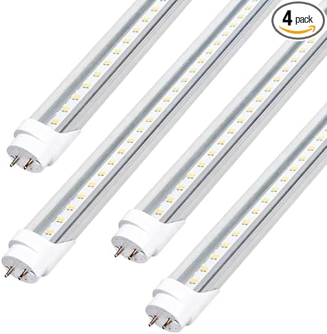 LED Bulbs 4ft Type A+B Replacemen for T8 Fluorescent Light Bulbs 48 inch,24W 3200LM 5000K Clear Cover Super Bright,Plug & Play,Didn't Have to Modify Your Fixture or Anything(4-Pack)