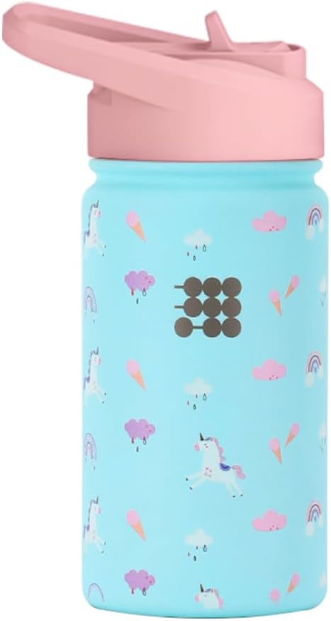 Cubitt Kids Water Bottle 14 oz with Straw Lid, Insulated Stainless Steel, Double Walled Tumbler Travel Cup, Thermo Mug, Leak Proof, Cold for up to 24 hours, Hot for up to 12 hours