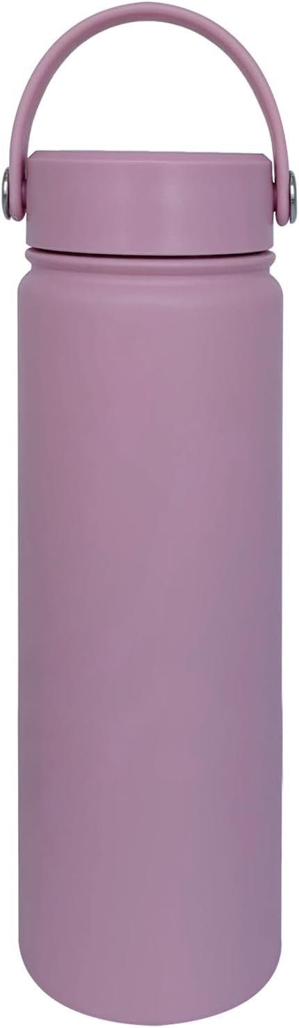 22oz Insulated Water Bottle ，Stainless Steel Sports Water Cup Flask with 2 Lids, Wide Mouth Travel Thermal Mug,Outdoor Sports Bottle（Jelly Purple）