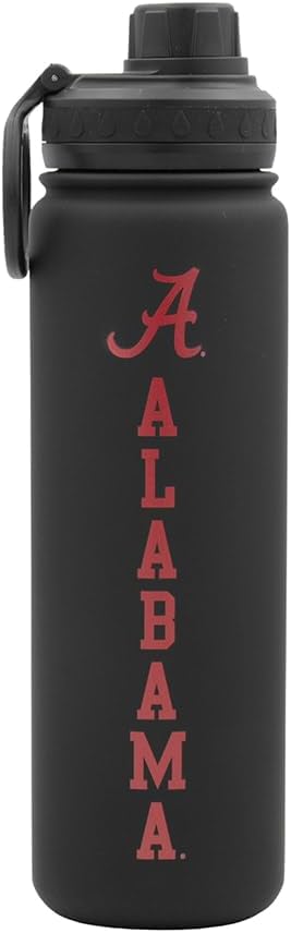 University of Alabama Water Bottle - Black Double Walled Stainless Steel 24 oz Keeps Drinks Cold or Hot