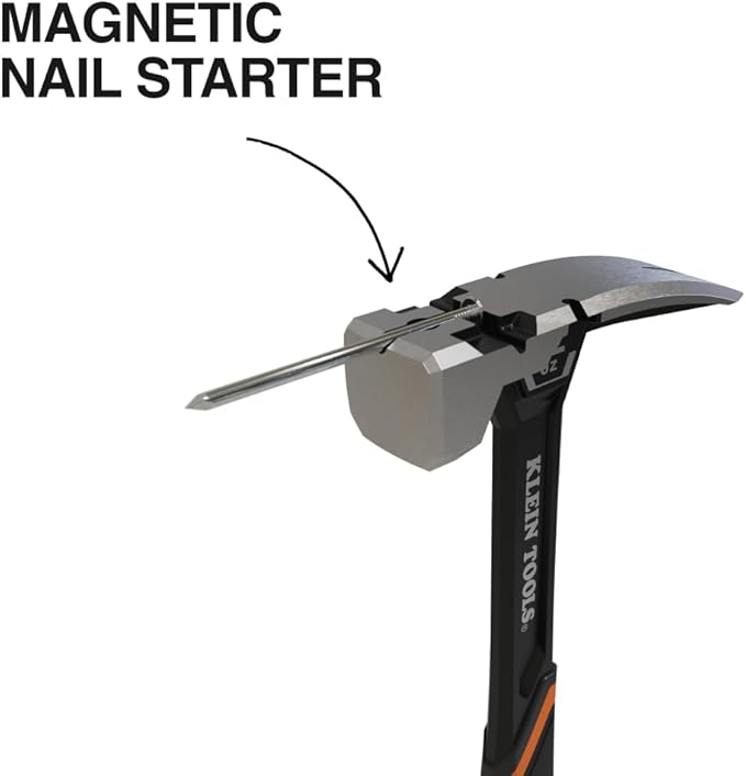 Klein Tools H80922S Smooth Face Framing Hammer with Straight Claw, 22-Ounce Forged Steel, Magnetic Nail Starter, and Extra-Large Squared Strike Face