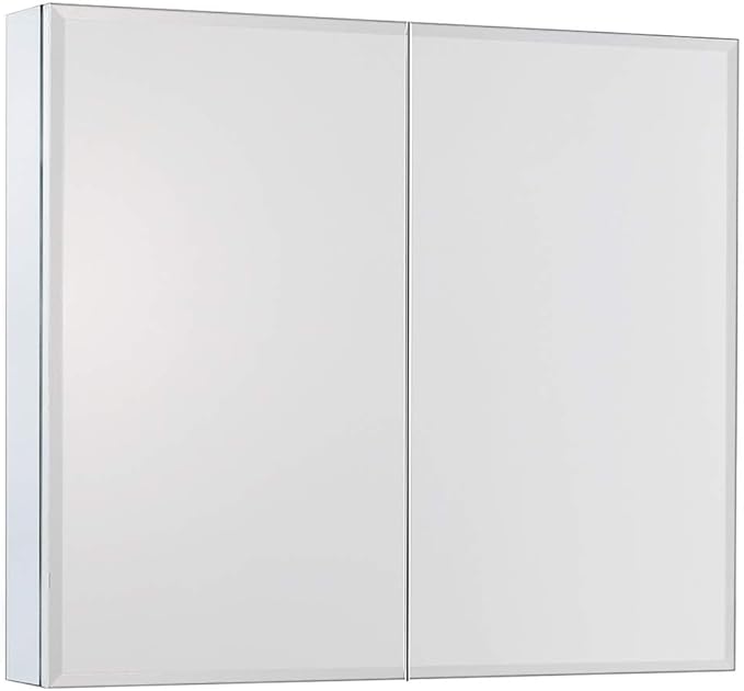 Movo Double Doors Medicine Cabinet with Mirror, 30 inch X 26 inch Aluminum Bathroom Medicine Cabinet, Adjustable Glass Shelves, Waterproof and Rust-Resist, Recess or Surface Mount