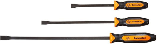 Mayhew Tools 14071OR Dominator Pro 3-Piece Pry Bar Set, 12", 17" & 25" Curved Pry Bars, Orange