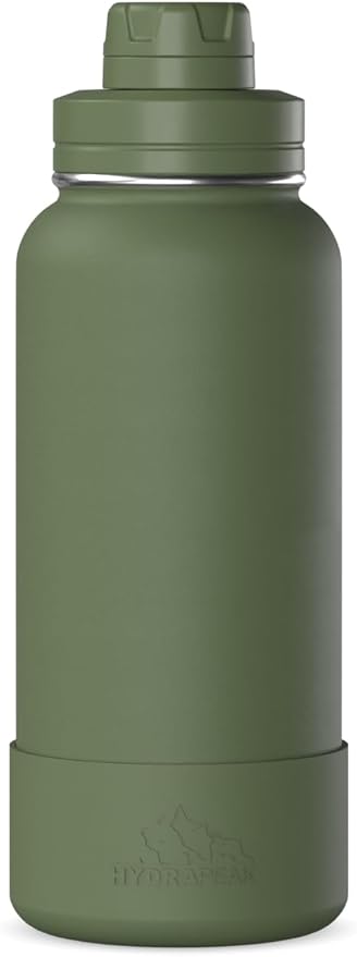 Hydrapeak 32oz Sport Insulated Water Bottle with Chug Lid, Premium Stainless Steel Water Bottles, Leak & Spill Proof, Keeps Drinks Cold for 24 Hours, Hot for 12 Hours (32oz, Sage Leaf)