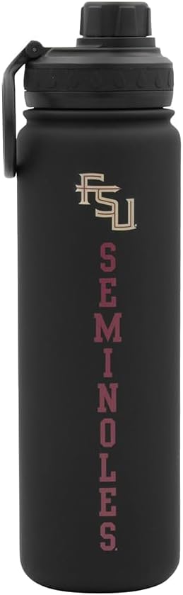 FSU Seminoles Water Bottle - Black Double Walled Stainless Steel 24 oz Keeps Drinks Cold or Hot