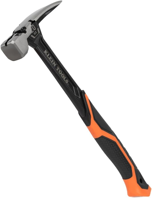 Klein Tools H80920S Smooth Face Framing Hammer with Straight Claw, 20-Ounce Forged Steel, Magnetic Nail Puller, and Extra-Large Squared Strike Face
