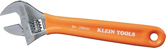 Klein Tools O5078 Adjustable Wrench, Precision Forged 1 1/2-Inch Extra-Capacity Jaw, SAE and Metric Scales, Plastic-Dipped Handle, 8-Inch
