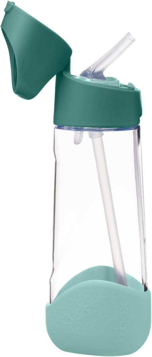 b.box 20oz Tritan Straw Bottle: Large Kids Water Bottle with Flip Straw for School, Daycare. Spill Proof, Leak Proof, Dishwasher Safe, BPA Free (Emerald Forest, 20 oz)