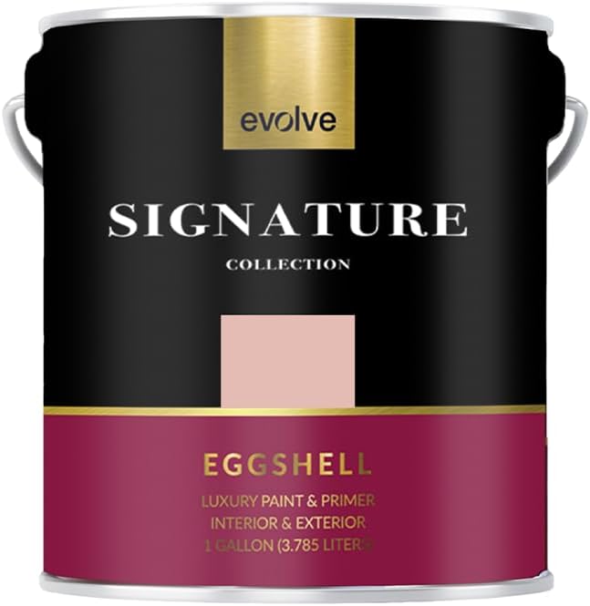 EVOLVE Signature Paint & Primer: Luxury Paint & Primer for Indoor & Outdoor Surfaces, Minimal Odor, Eggshell Sheen (Dusky Pink, 1 Gallon)