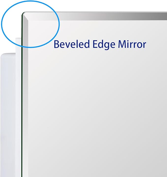 Bathroom Medicine Cabinet with Beveled Edge Mirrored Door 14 x 18 inch, Recessed or Surface Mount, with Adjustable Glass Shelves