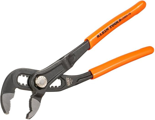 Klein Tools D5057B 7-Inch Quick-Adjust Klaw Pump Pliers, Compact Design with V-Jaw and Hardened Teeth for Maximum Torque