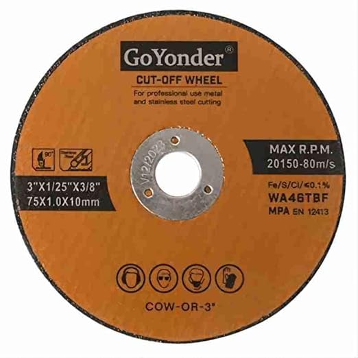 GoYonder Cut Off Wheels 25Pack, 3" x 1/25" x 3/8" Metal and Stainless Steel Cutting Wheels for Die Grinders Cutting Discs 25 Pack