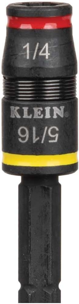 Klein Tools 32907 Impact Driver, 7-in-1 SAE Impact Socket Set, Flip Socket Set with 1/4, 5/16, 11/32, 3/8, 7/16 and 1/2-Inch Nut Driver Sizes and 1/4-Inch Bit Holder, 5-Inch Shaft