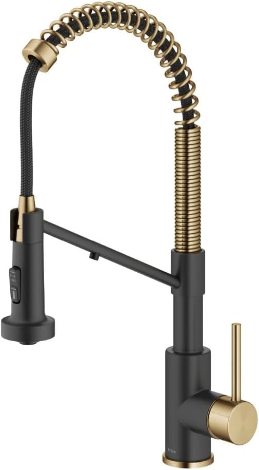 KRAUS Bolden 2-in-1 Commercial Style Pull-Down Single Handle Water Filter Kitchen Faucet for Reverse Osmosis or Water Filtration System in Brushed Brass/Matte Black, KFF-1610BBMB