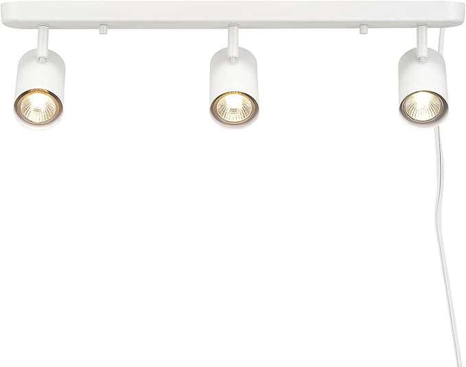 Globe Electric 60024 22" 3-Light Plug-in Track Lighting, Matte White, 15 Foot Cord, in-Line On/Off Rocker Switch, Kitchen, Bathroom, Home Essentials, Ceiling Light, Dorm, Dining Room, Hallway