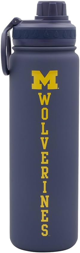 Michigan Wolverines Water Bottle - Navy Double Walled Stainless Steel 24 oz Keeps Drinks Cold or Hot