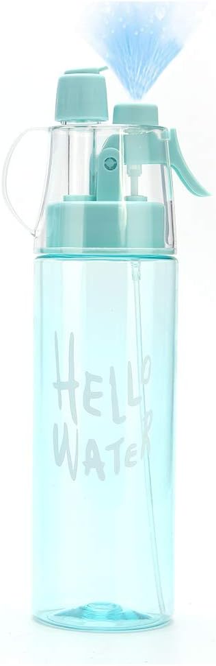 Emopeak 580ML Misting Water Bottle, 20OZ Sports Water Bottle with Spray Mist for Outdoor Hydration, BPA-Free Mist Water Bottle (Transparent Blue, 580ml/20oz)