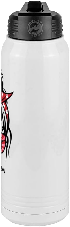 Dance Mom Water Bottle, Messy Bun, White 30 oz Polar Camel with Straw Lid, Stainless Steel, Vacuum Insulated