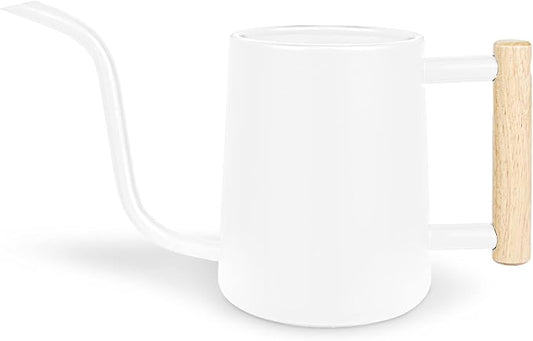 Watering Can Indoor Plants, 35 oz/1000 ml Metal Stainless Steel Watering Can Pot with Long Spout for Indoor House Plants Bonsai Outdoor Garden Flower Decorative (White)