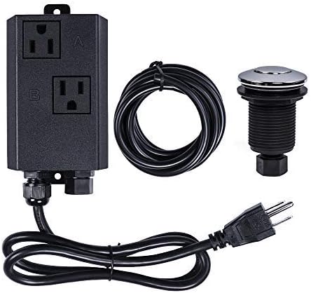 Garbage Disposal Air Switch Kit Dual Outlet Sink Top Waste Disposal Stainless Steel On/Off Air Button Food and Waste Disposals Part by Etoolcity