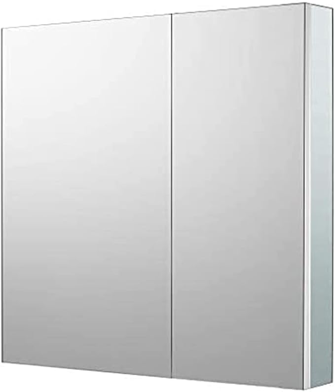 Sunrosa Aluminum Bathroom Medicine Cabinet with Mirror Door, 30"×27.5" Bathroom Mirror Cabinet, Wall-mountable and Recessed-in Mirror Cabinet, 2 Doors Medicine Cabinet Organizer II