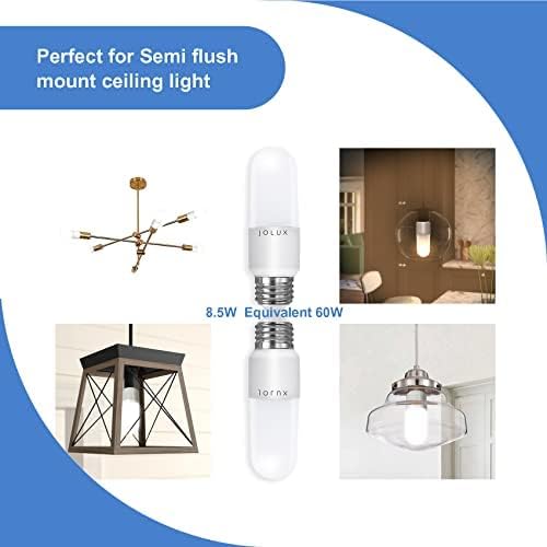 Jolux LED Stick Light Bulbs, Enclosed Fixture Rated, 60W Equivalent, 3000K Warm White,800 Lumen,Medium Screw Base E26 led Bulbs,Non-Dimmable,6 Count (Pack of 1)…