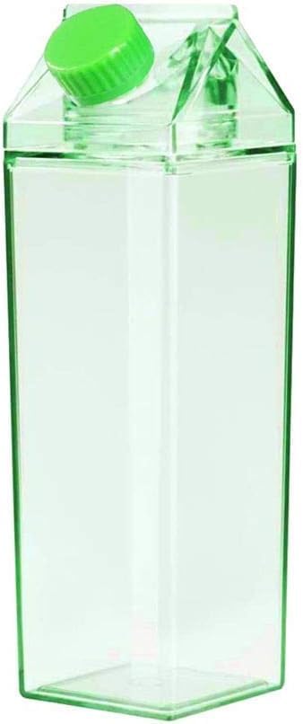 Jinberry 1000ml/34oz Cute Leakproof Clear Milk Carton Water Bottle Portable Drinkware for Outdoor Climbing Tour or Camping