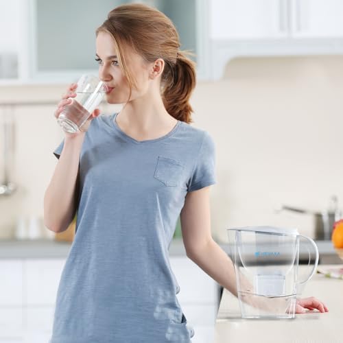 Water Filter Pitchers for Tap and Drinking Water, 10-Cup Capacity, BPA Free, Removes Chlorine, Lead, Forver Chemicals (Milky White)