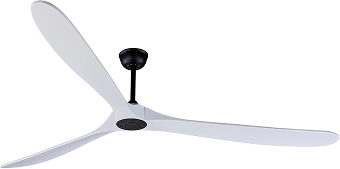 Bigzone 88" Indoor Ceiling Fan With Remote Control, DC Motor Quiet Energy Saving,3 White Balsa Wood Blades,Outdoor/Indoor Ceiling Fan With Reversible Blades