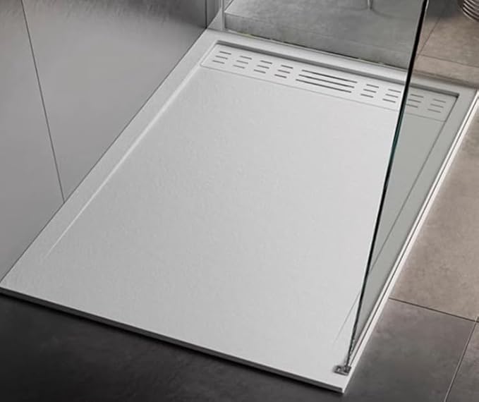 60"×32" Shower Base with Central Drain - Heavy-Duty Solid Surface Construction, 3" Barrier-Free Threshold & Slip-Resistant Textured Floor (60"×36" with Left Drain)