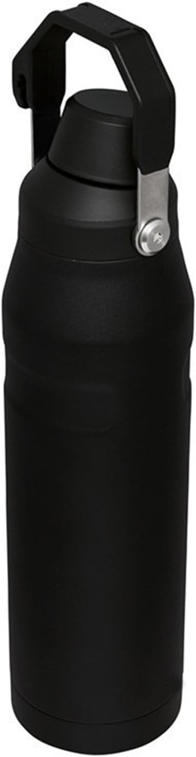 Water Bottle 24 OZ Angled Spout Lid Lightweight & Leakproof for Travel & Sports Insulated Stainless Steel BPA-Free (Black, 24oz)