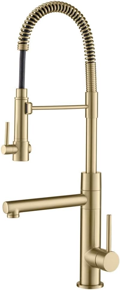 KRAUS Artec Pro (1 st Gen) Commercial Style Pre-Rinse Single Handle Kitchen Faucet (No Pull Down) with Pot Filler in Brushed Gold, KPF-1603BG (Pack of 1)