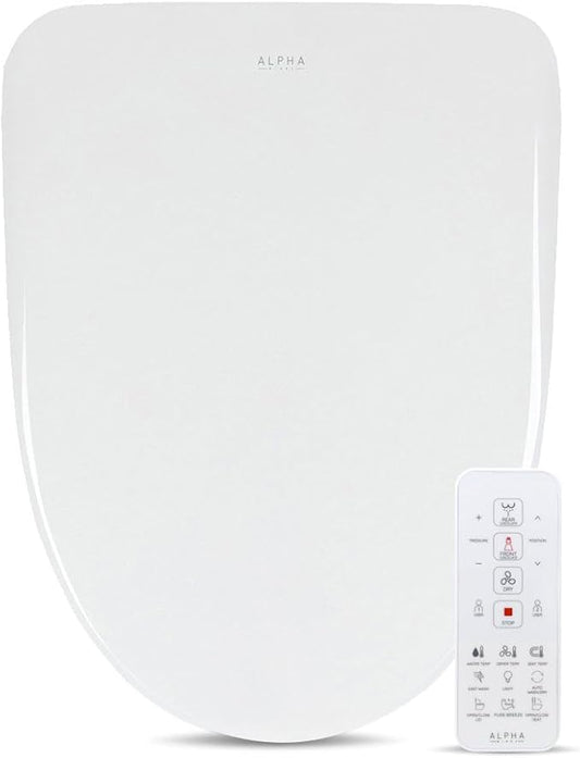 ALPHA BIDET UXA Pearl Auto Bidet Toilet Seat in Elongated White | Endless Warm Water | Automatic Lid and Seat | Arced Stainless Steel Nozzle | LED Nightlight | Dryer | Deodorizer | 3 Year Warranty