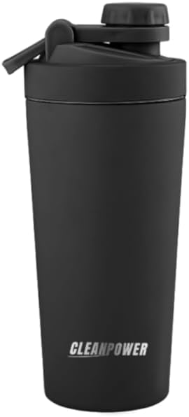 Stainless Steel Shaker Bottle | Perfect for Protein Shakes, Pre-Workout, Smoothies, Coffee, etc. | Odor-Resistant | BPA Free Lid (Matte Black)