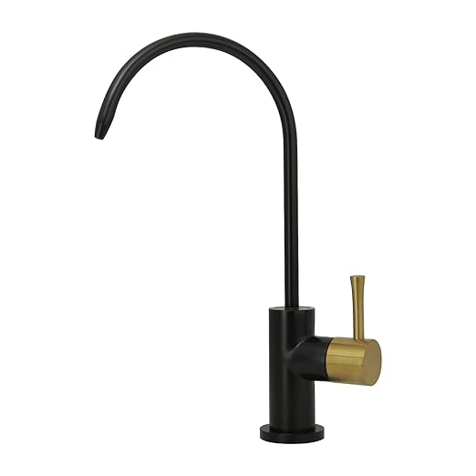 Kitchen Water Filter Faucet Fits Most Reverse Osmosis Units or Water Filtration System in Non-Air Gap, Only for Cold Water (Matte Black and Brass Gold)