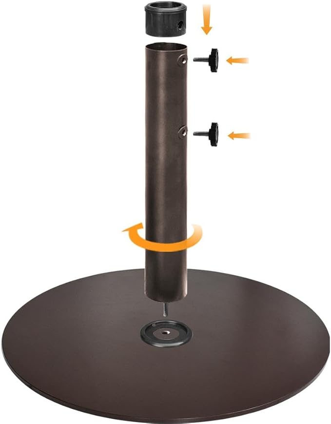 EliteShade USA Up to 140 lbs Round Umbrella Base Steel Plate Stand Market Patio Outdoor Heavy Duty Umbrella Holder, Bonus 18" Round Weight Sand Bag (Sand is not Included), Reddish-Brown