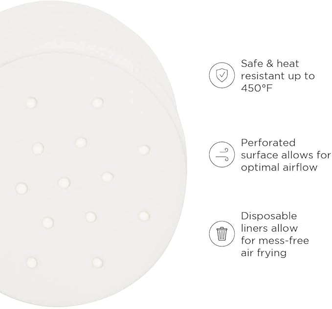 Chefman TurboFry Touch Dual 4.5QT Air Fryer Bundle With 100 5.5" Round Disposable Liners